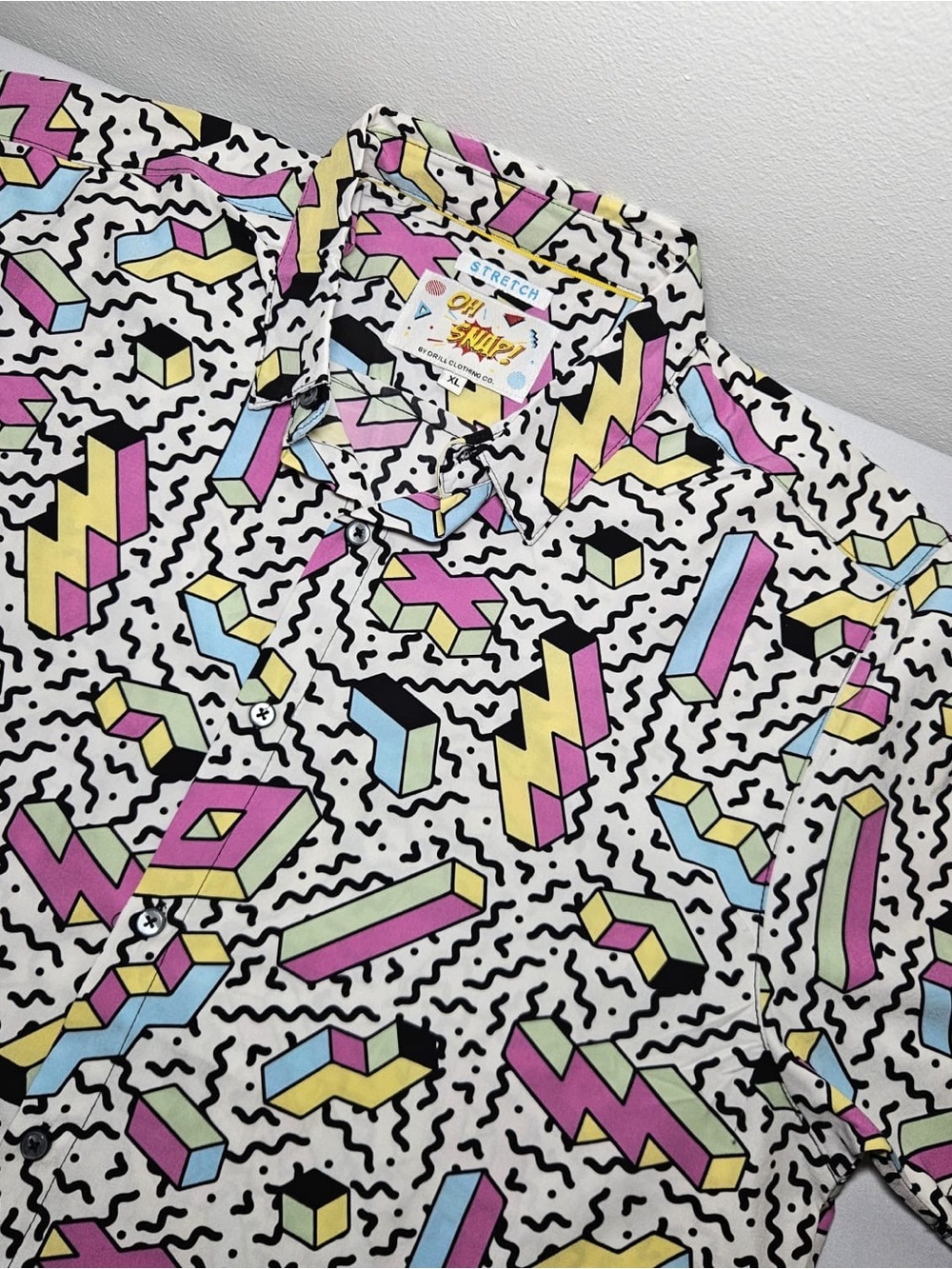OH SNAP! Drill Clothing Co Stretch Retro Geometric Shirt XL